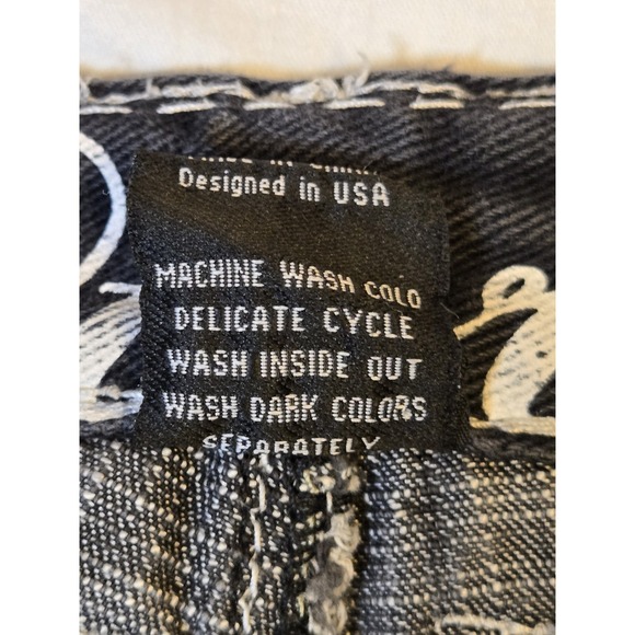 Victorious Mens Denim Jeans 36×32 Black Decorated Pockets Silver And Black Y2K - Picture 9 of 11